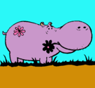 Dibujo Hipopótamo con flores pintado por sebastianvelez