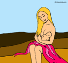 Dibujo Madre con su bebe pintado por Anig