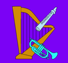 Dibujo Arpa, flauta y trompeta pintado por DANIEL