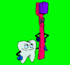 Dibujo Muela y cepillo de dientes pintado por zoya