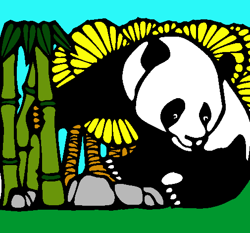 Oso panda y bambú