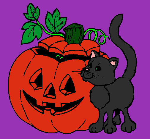 Calabaza y gato