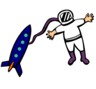 Dibujo Cohete y astronauta pintado por ANGELALARCON