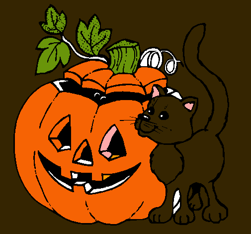 Calabaza y gato