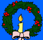 Dibujo Corona de navidad y una vela pintado por isabel