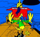 Dibujo Cigüeña en un barco pintado por Pepe