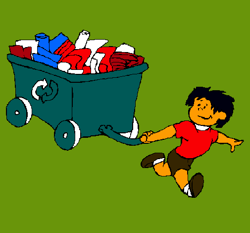 Niño reciclando