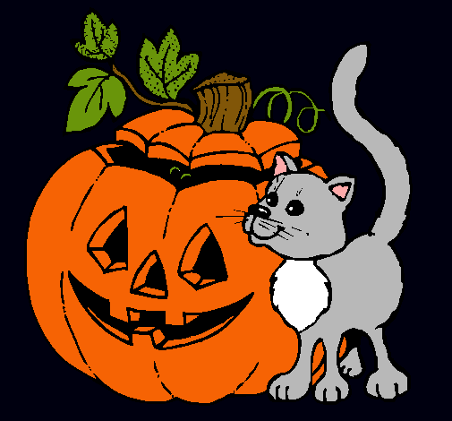 Calabaza y gato