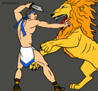Dibujo Gladiador contra león pintado por PAVO