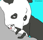 Dibujo Oso panda con su cria pintado por vale