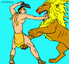 Dibujo Gladiador contra león pintado por niko.m