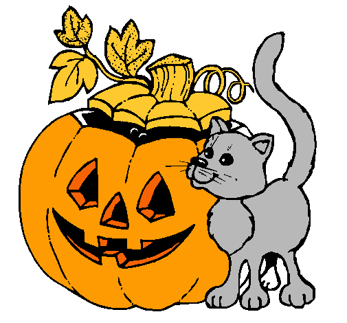 Calabaza y gato