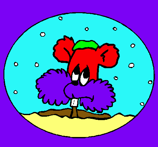 Ardilla en bola de nieve