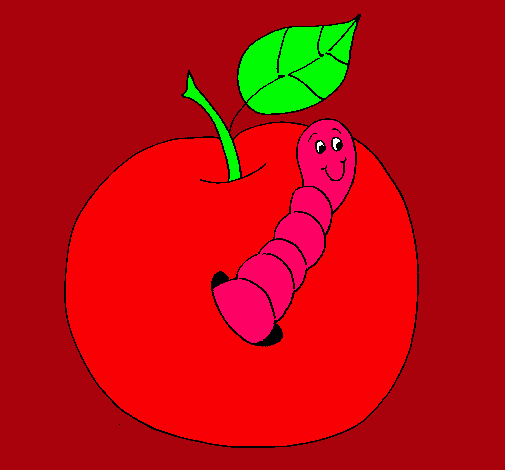 Manzana con gusano