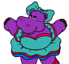 Dibujo Hipopótama con lazo pintado por lizbeth