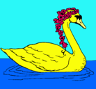 Dibujo Cisne con flores pintado por Mariel
