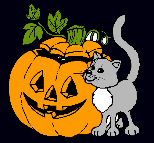 Calabaza y gato