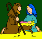 Dibujo Adoran al niño Jesús pintado por moises
