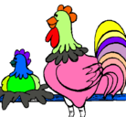 Dibujo Gallo y gallina pintado por paula