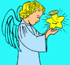 Dibujo Ángel y estrella pintado por LLASMIN