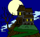 Dibujo Casa encantada pintado por halloween