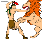 Dibujo Gladiador contra león pintado por jumtomi