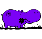 Dibujo Hipopótamo con flores pintado por jlza