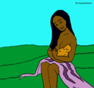 Dibujo Madre con su bebe pintado por maria