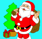 Dibujo Santa Claus y un árbol de navidad pintado por pablogomisblasco