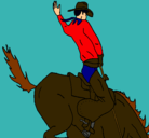 Dibujo Vaquero en caballo pintado por andi
