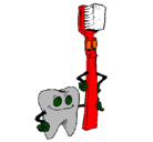 Dibujo Muela y cepillo de dientes pintado por kevin