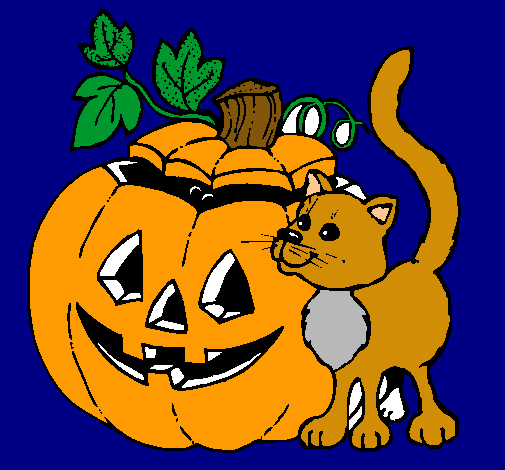 Calabaza y gato