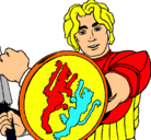 Dibujo Caballero con escudo de león pintado por elpoderosoarian