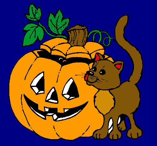 Calabaza y gato