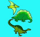 Dibujo Tres clases de dinosaurios pintado por Jenni