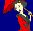 Dibujo Geisha con paraguas pintado por GrAcE