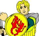 Dibujo Caballero con escudo de león pintado por edilson