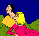 Dibujo César y Cleopatra pintado por vianey