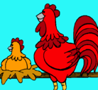 Dibujo Gallo y gallina pintado por helensequeira