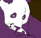 Dibujo Oso panda con su cria pintado por dibujos