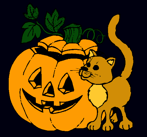 Calabaza y gato