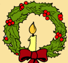 Dibujo Corona de navidad y una vela pintado por martaelena