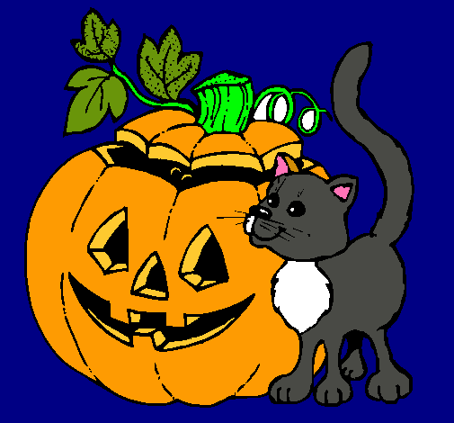 Calabaza y gato