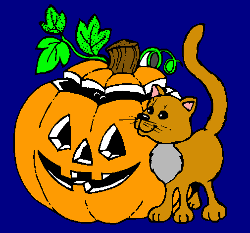 Calabaza y gato