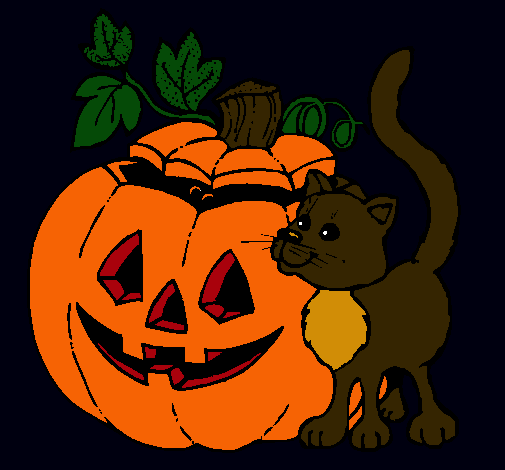 Calabaza y gato