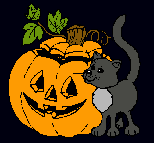 Calabaza y gato