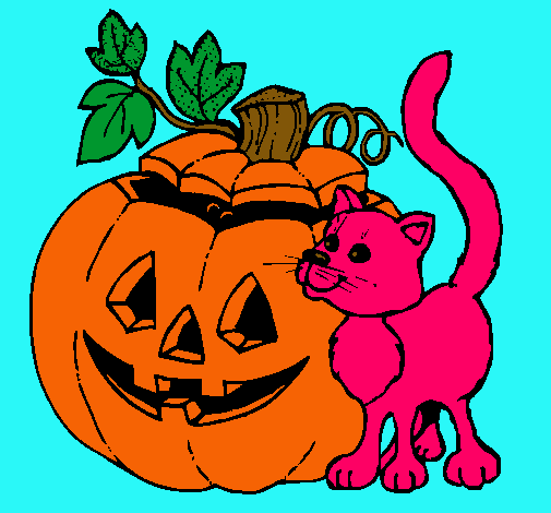 Calabaza y gato