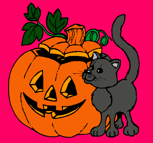 Calabaza y gato