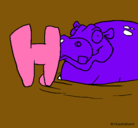 Dibujo Hipopótamo pintado por tedi