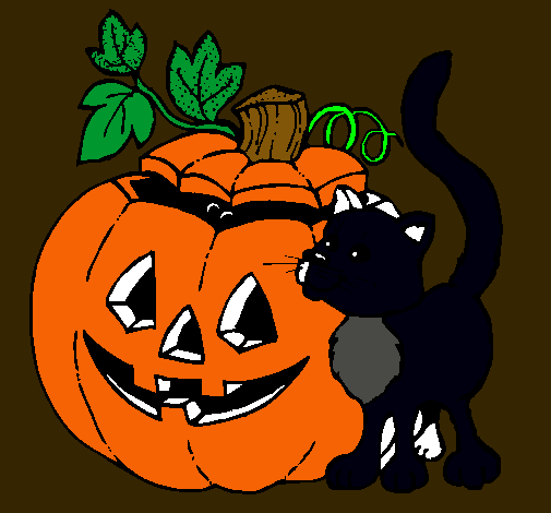 Calabaza y gato